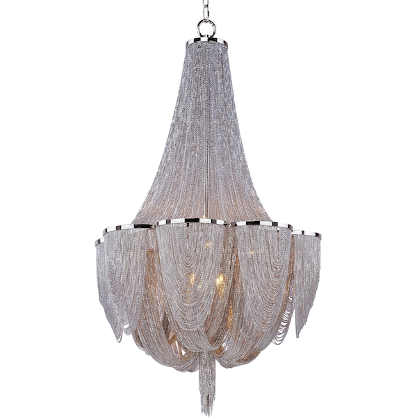 Maxim Lighting Chantilly 10-Light 22" Wide Polished Nickel Chandelier 21465NKPN - main